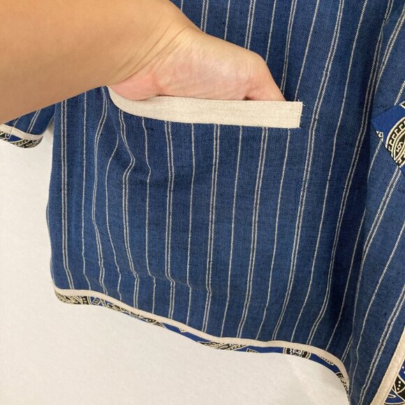 Koos Of Course! Blue Striped Linen Blend Artsy Boho Button Jacket size 2X - Picture 7 of 9